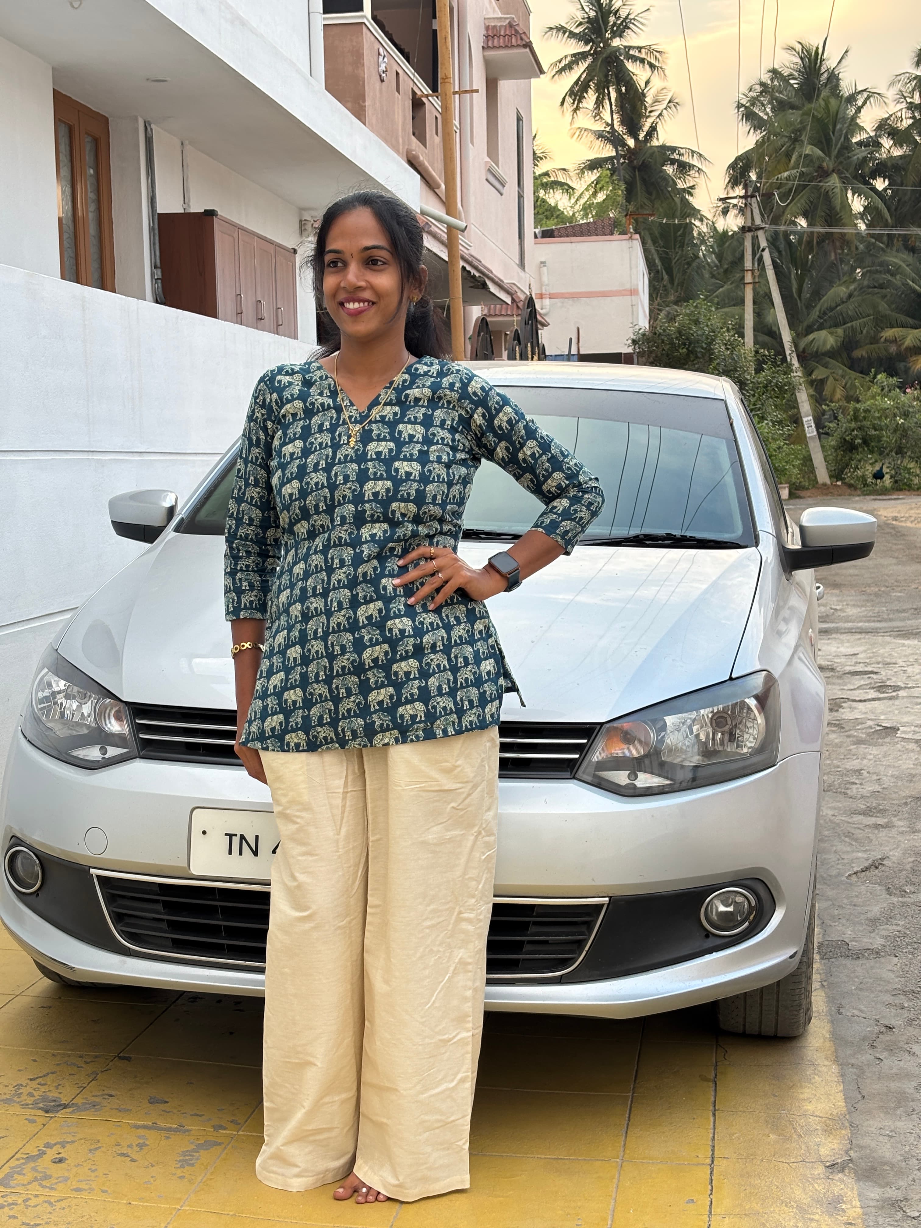 cotton blend Palazzo-Cream