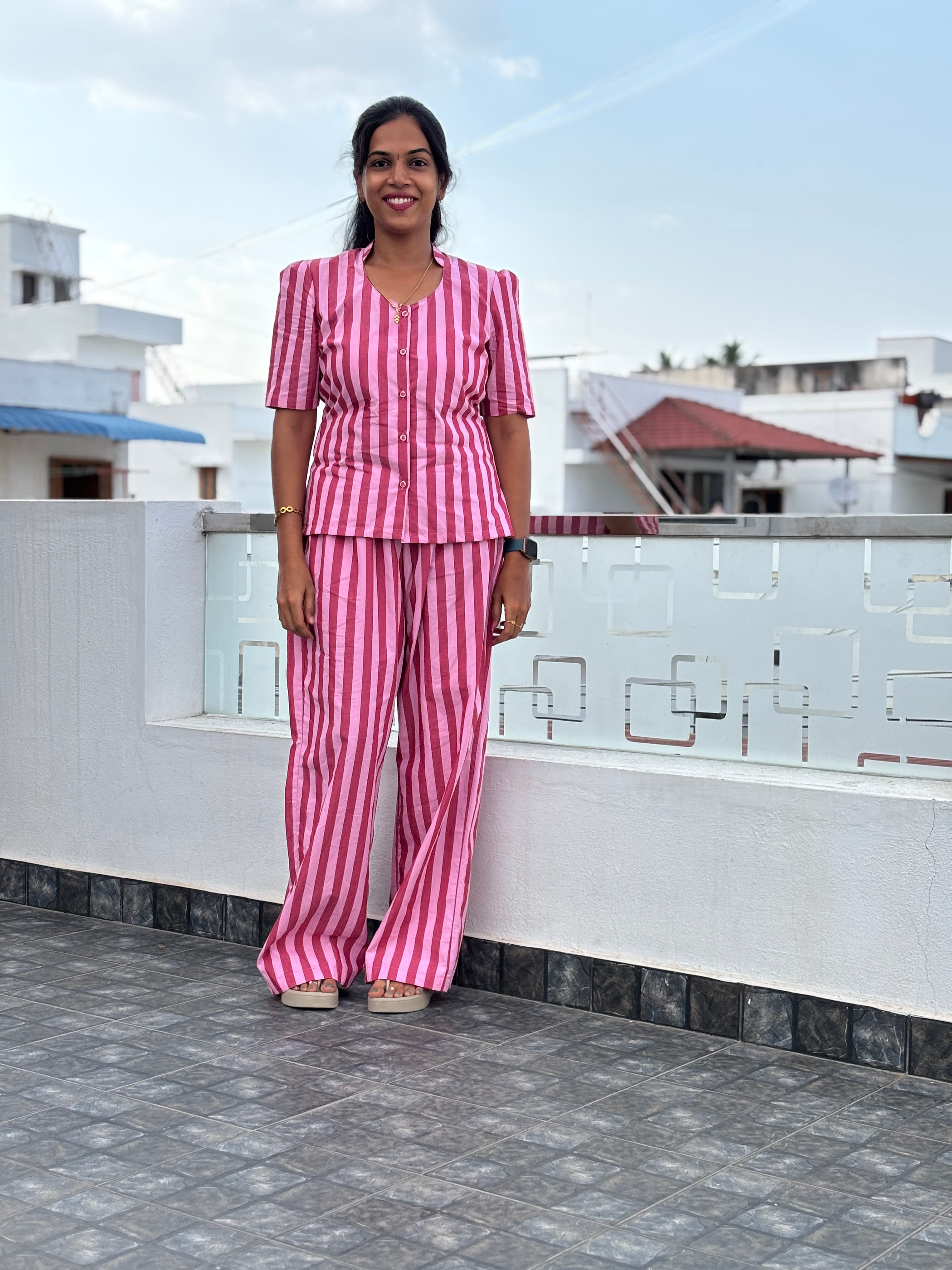 Red stripes-Palazzo set